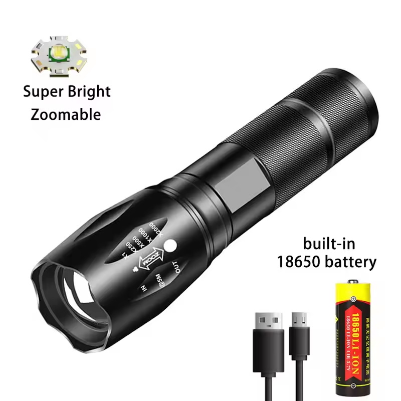 Luxury Bright Camping Torch Powerful Zoom Flashlight Portable Outdoor Bicycle Light Waterproof Material Use Mini Flashlight
