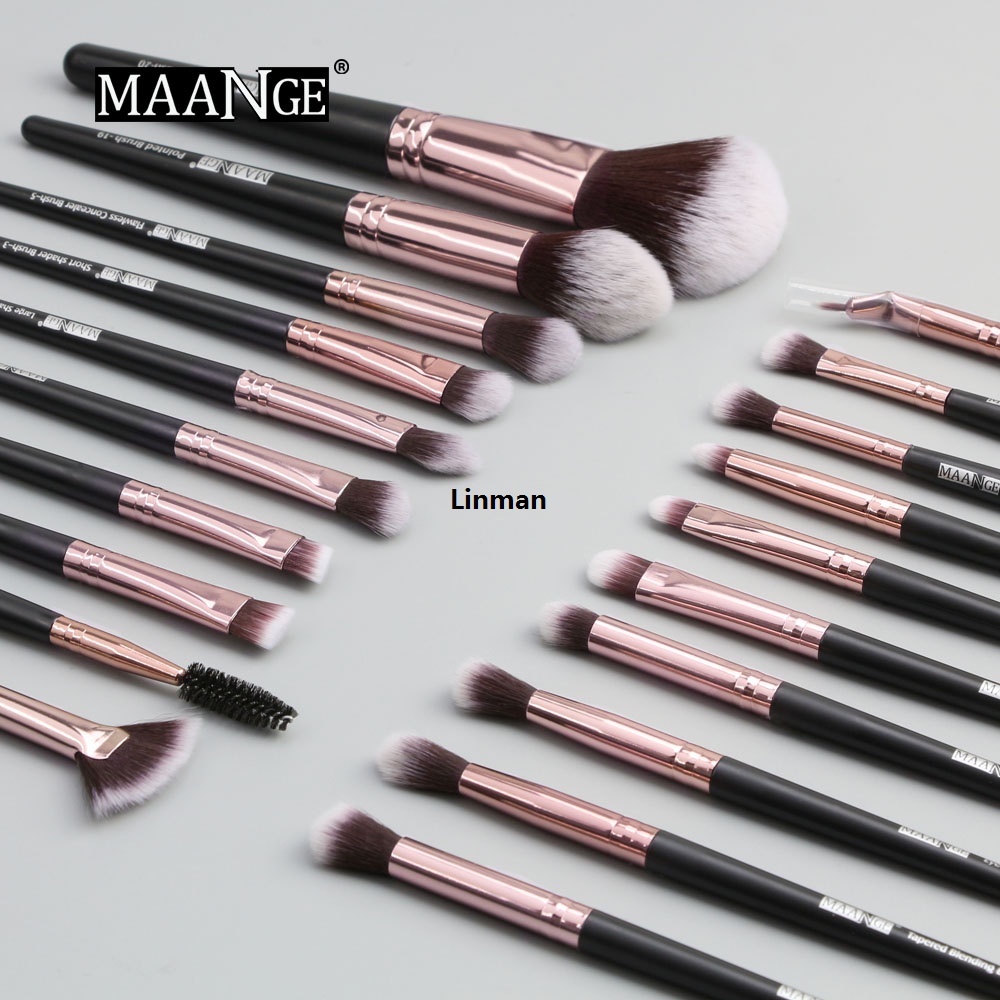Linman MAANGE 20pcs Professional Makeup Brushes Set Eye Shadow Powder FoundHigh Quality ation Brush Best Blending Concealer Cosmetic Tools with Bag MAG5748HJ