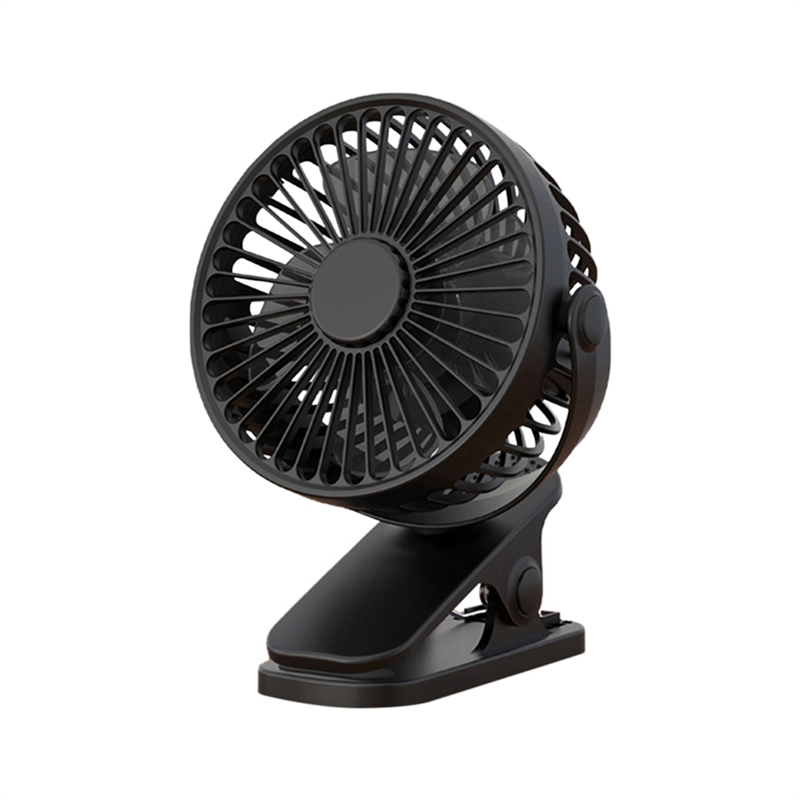 1200Mah Portable Automatic Oscillating Head Fan Rechargeable High Wind Power Fan For Student Black
