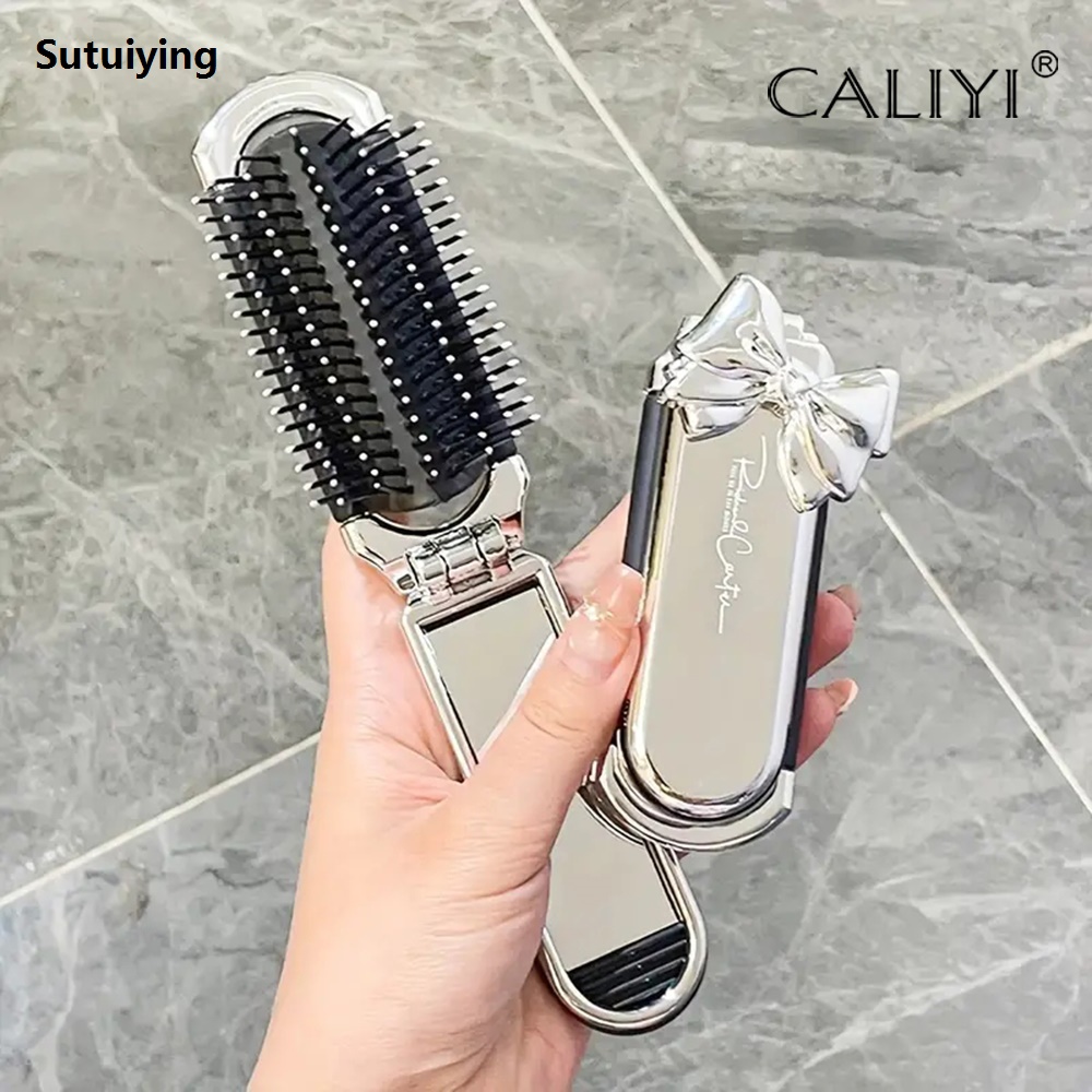Sutuiying CALIYI 1PCS Folding Mini Pocket Hair Comb with Mirror Portable Massage Bargain price Comb Brush for Salon Travel Outdoor Makeup Styling Tools