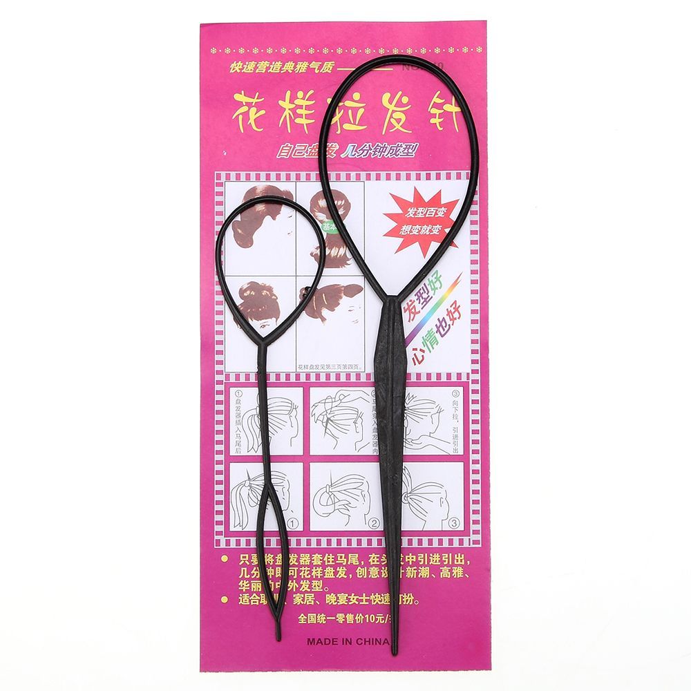 2pcs/set Loop Tail Clip Hairstyle Tool Home Use Ponytail Creator Styling Maker Crochet Braids Hair For Ponytail Pigtails Pull Needle
