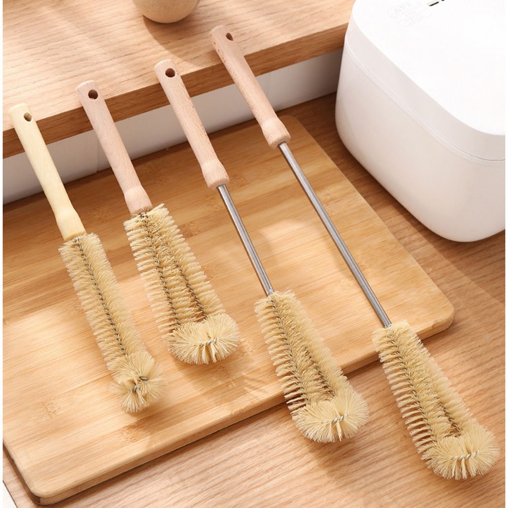 Coffee Tea Wooden Handle Multi-function Bottle Brush Glass Cleaner Washing Tools Kitchen Cleaning Brush