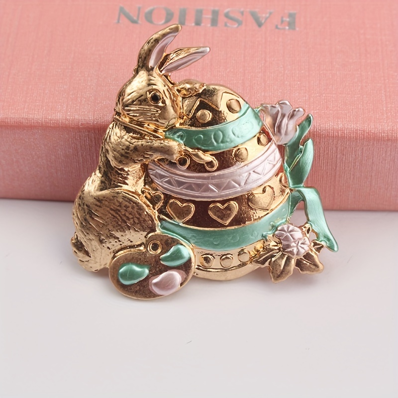 New dumb gold zodiac rabbit brooch retro animal pin cute schoolgirl bag buckle accessories spot wholesale