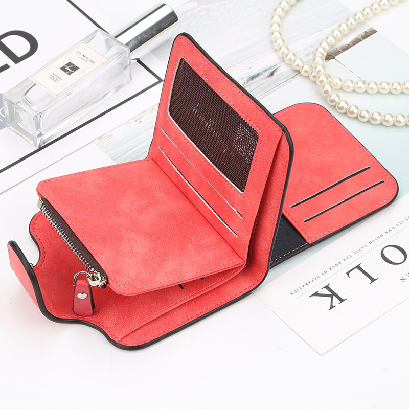 HOT Baellerry Brand Wallet Women 2022 New Women's Short Wallet Korean Buckle Sanded Leather Coin Purse Mini Female Purses Carteras