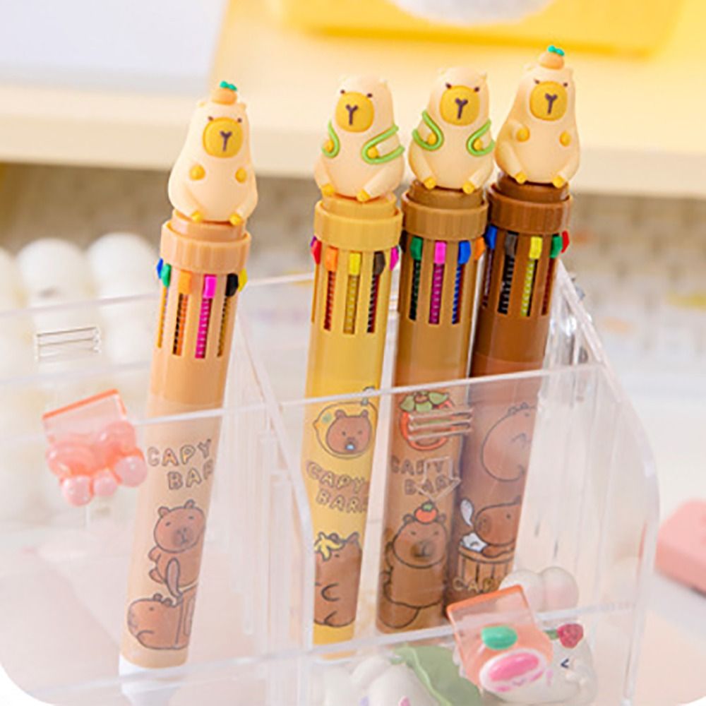Cute Plastic Cartoon Ballpoint Pen Capybara School Office Supplies Writing Pen Stationery 10 Color Ink Gel Pen