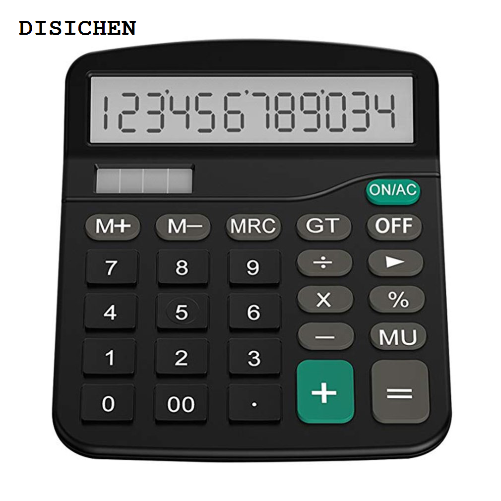 DISICHEN Portable Office Finance Calculator Calculat Plastic Solar Computer Business Finance Office Calculator 12-Bit Desktop Calculator Office