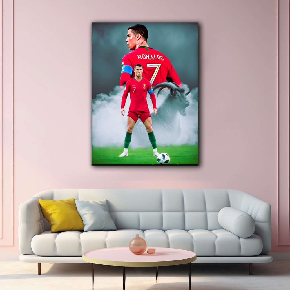 Single Panel Ronaldo Print stretched in wooden frame | Extra Small , Medium , Large |