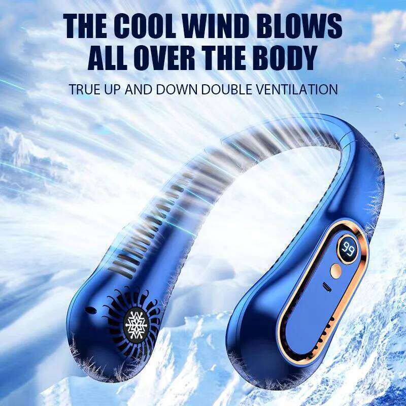 Hanging Portable Bladeless Neck Fan Rechargeable Air Cooler Digital Display Mini Summer Sports Fans