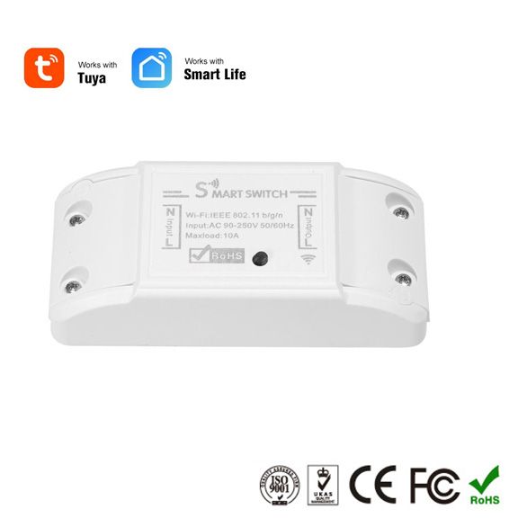 Tuyasmart 1CH Home Appliance WiFi Smart Switch Work with Amazon Alexa Google Assistance IFTTT