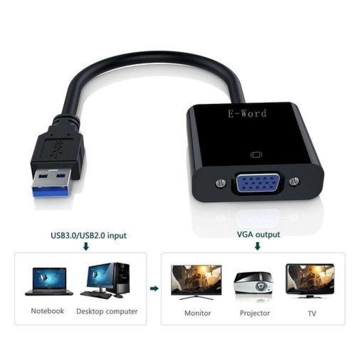 USB 3.0 to VGA Adapter External Video Card Multi Display Converter for Win 7/8/10 Desktop Laptop PC Monitor Projector HDTV