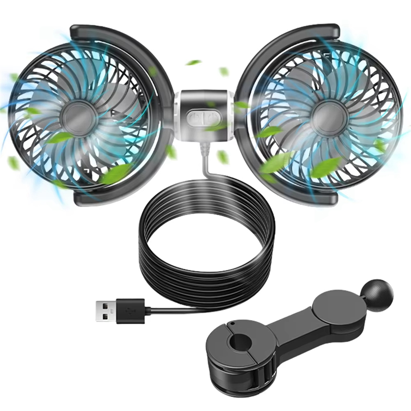 Car Cooling Fan Car Rear Headrest Fan 360° Rotatable Car Neck Cooler Fan forCar Vehicle SUV