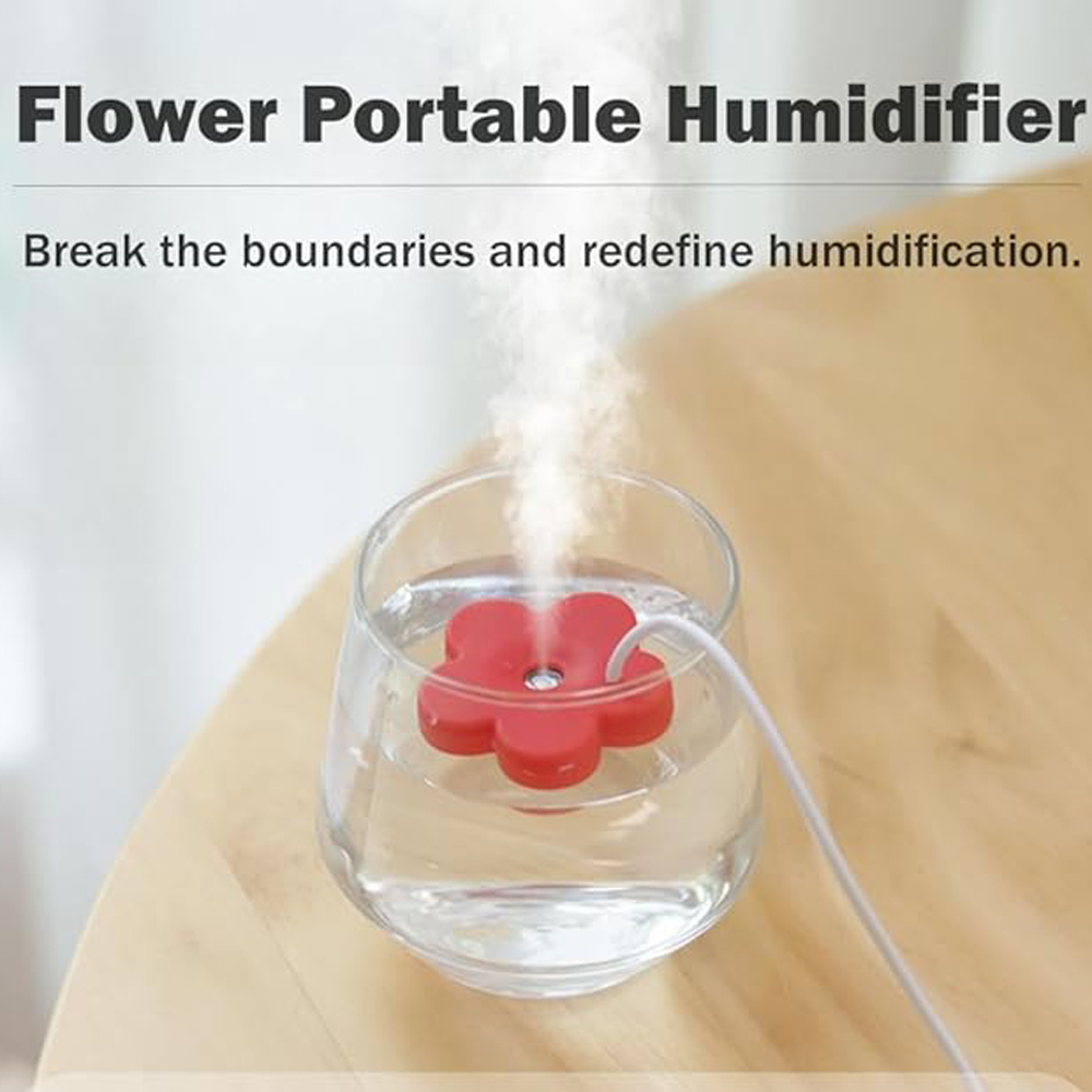 Small Flower USB Humidifier, Creative Cute Atomization Mist Maker, Simple Mini Ultrasonic Fogger, Personal Portable Waterproof Air humidifier for Home Bedroom Office Desk