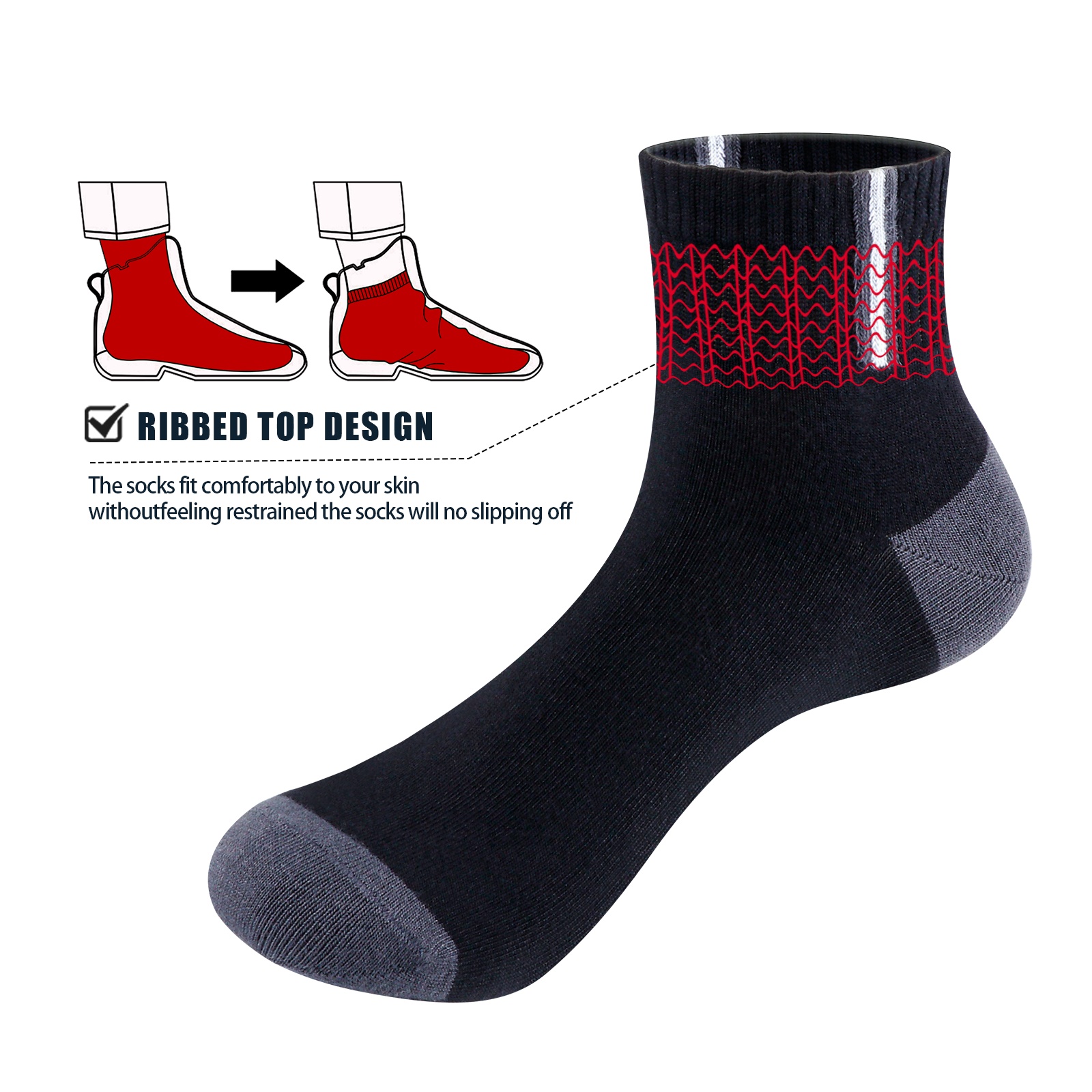 YUEDGE Men's Thin Ankle Socks Breathable Bamboo Low Cut Short Quarter Socks Size 38-50 EU Pack of 5 Pairs