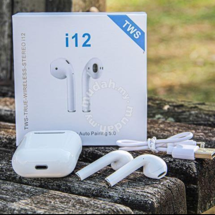 Bizzy i7S Double i12 Wireless Bluetooth Hand Free with Power Bank Pod Stereo Earphones White bluetooth ear phone for all cell phones use