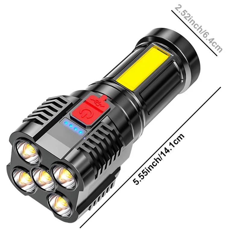 Profesional Flashlight High Lumens Rechargeable,Powerful Tactical Flashlights,COB Light,IPX6 Waterproof Flash Light for Camping,Emergencies