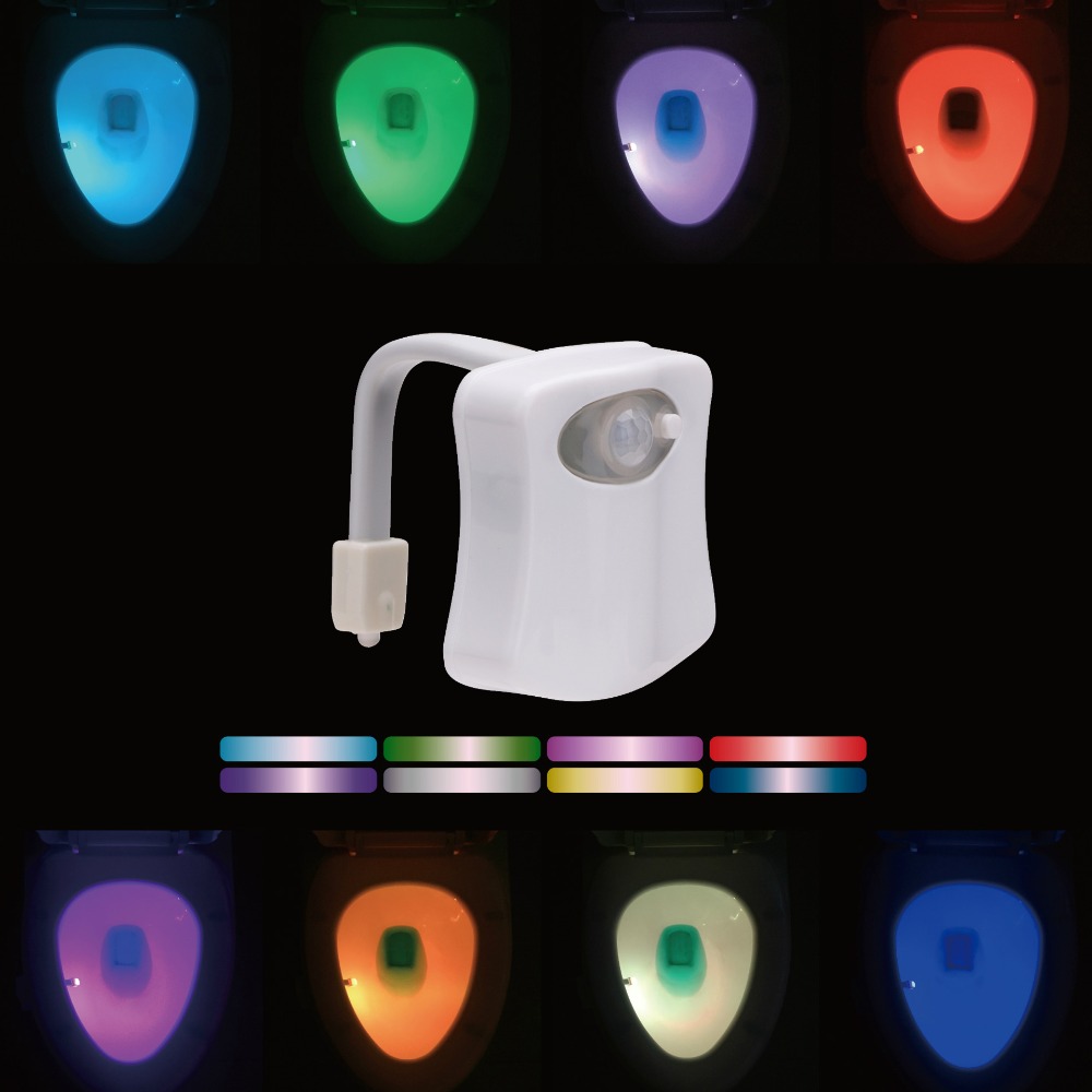 NEW 【Innovative design】8 Colors LED Toilet Light Smart PIR Motion Sensor Light Control Night Light WC Toilet Bowl Seat Lamp for Children Kids Elderly