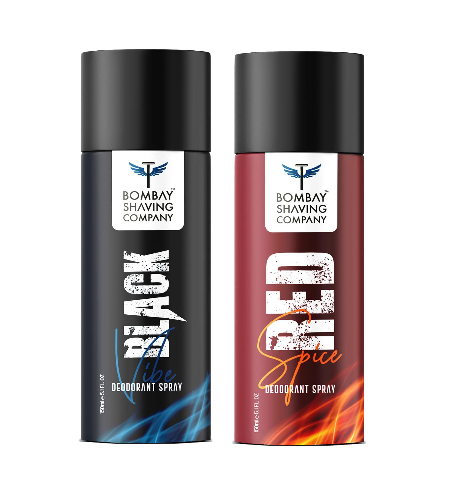 Bombay Shaving Company Red Spice & Black Vibe Deodorant Combo For Men - 150Ml X 2 Pcs. Pack