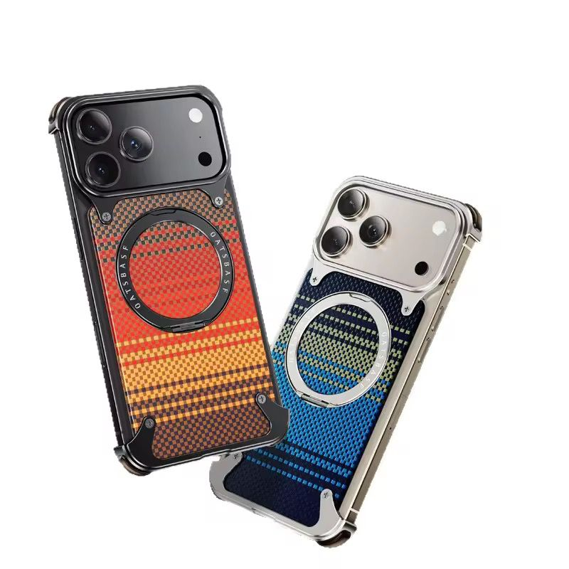 Luxury Carbon Fiber Texture MagSafe Magnetic Case for iPhone | Shockproof Armor Cover with 360 Rotating Ring Holder Kickstand | Heavy Duty Protection & Wireless Charging