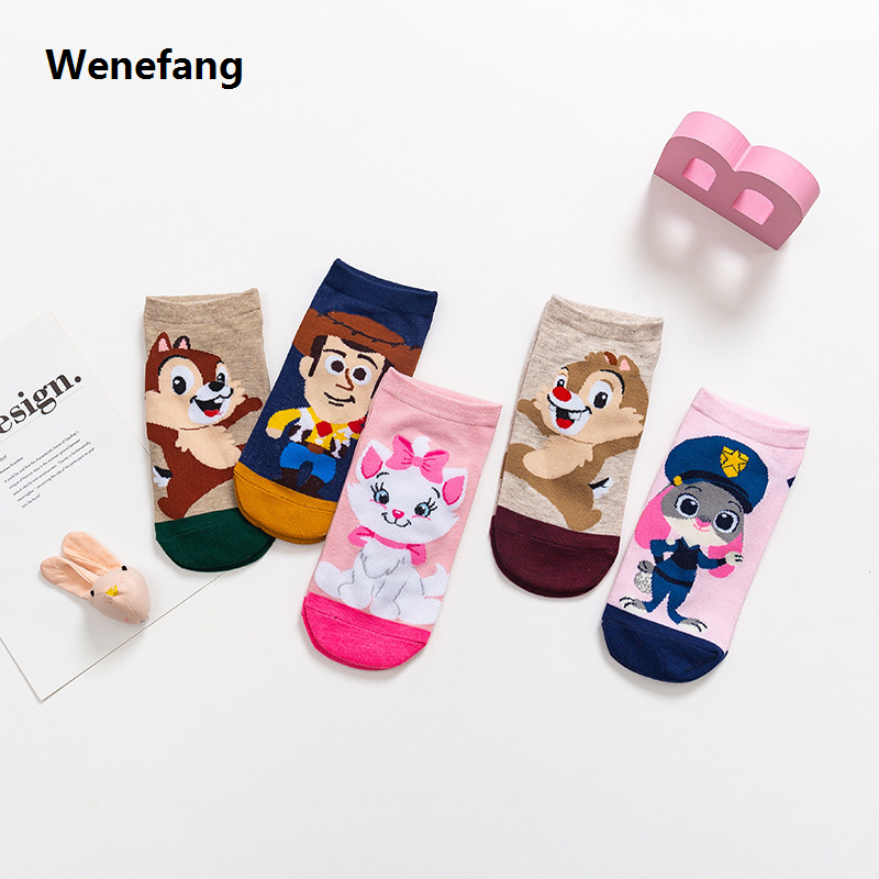Wenefang Disney Anime Marie Cat Chip 'n' Dale Cotton Socks Cartoon Squirrel 2025 Men Women's Low Tube Socks Summer Short Socks Gift