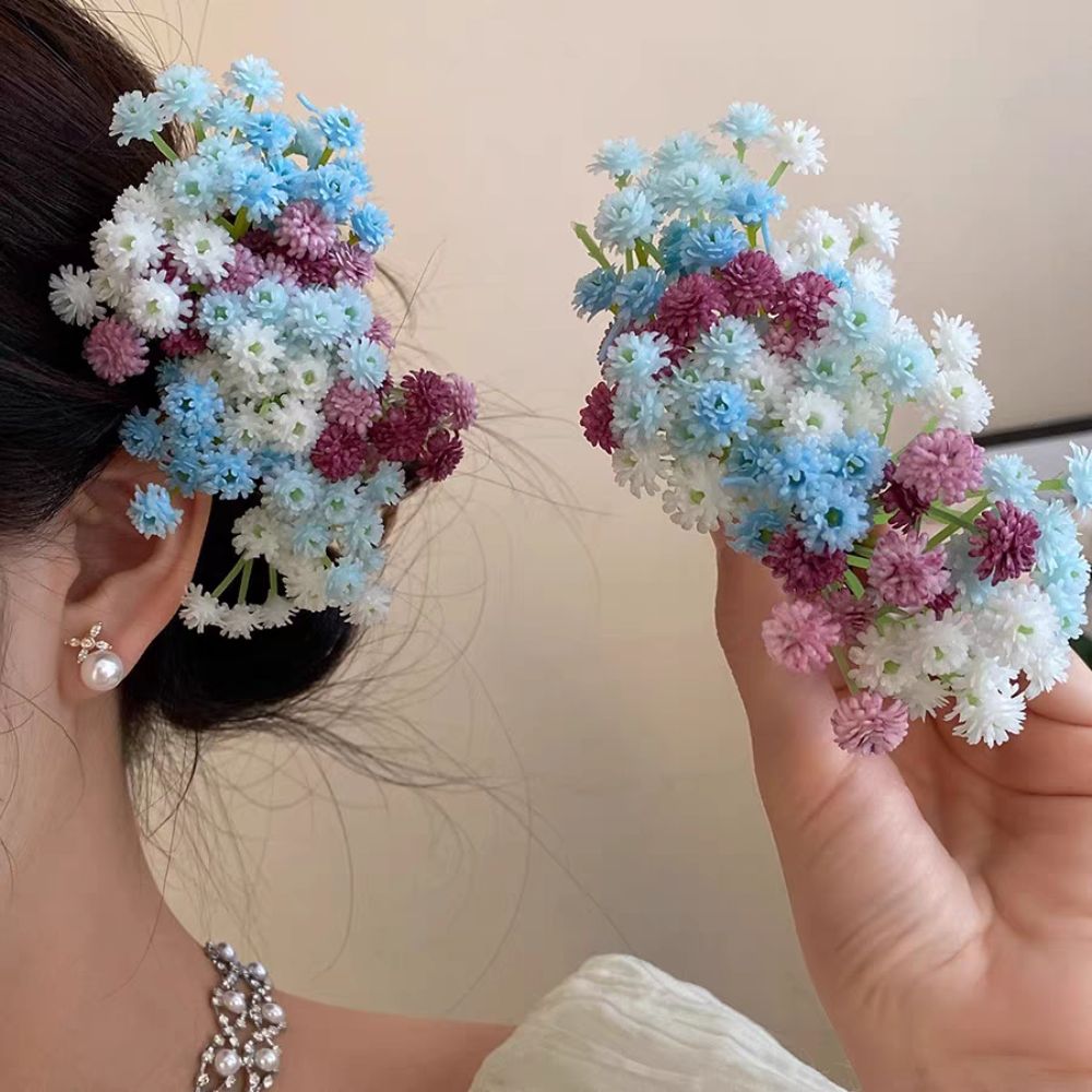 Vintage Sweet Starry Sky Flower Hair Clip Fairy Bohemian Thai Hairpin Elegant Simulation Flower Bride Hair Accessories Bridesmaid