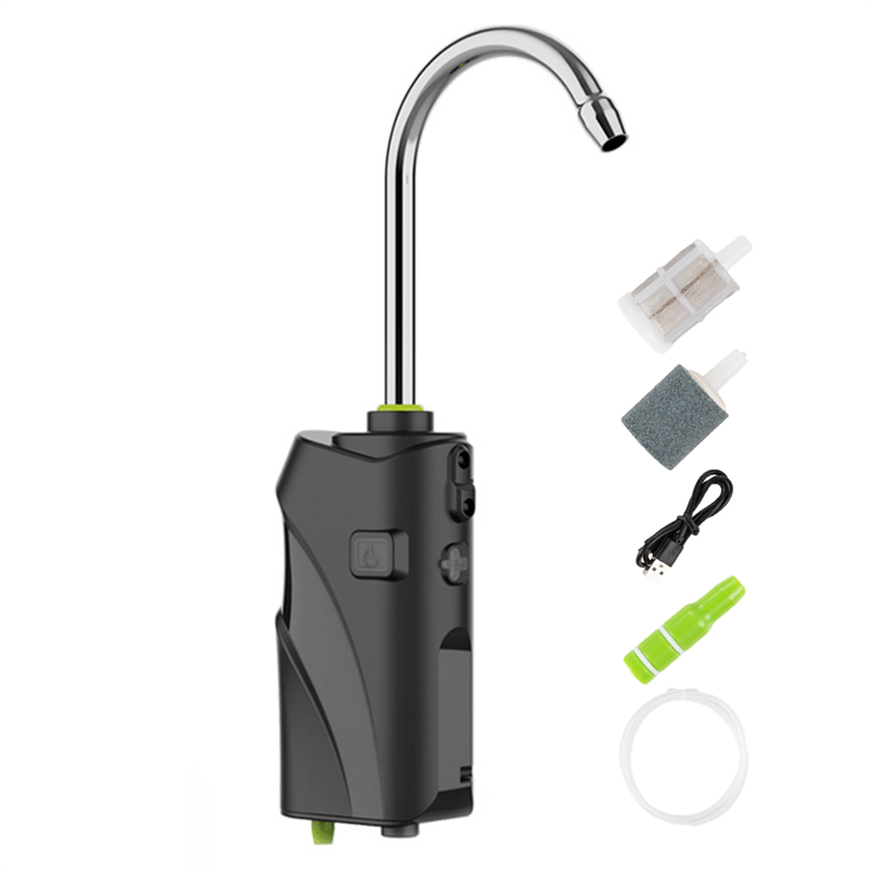 3 in 1 Outdoor Fishing Oxygenation Air Pump USB Intelligent Sensor Water Oxygen Pump Portable Smart LED Light Easy Install Easy to Use -Black
