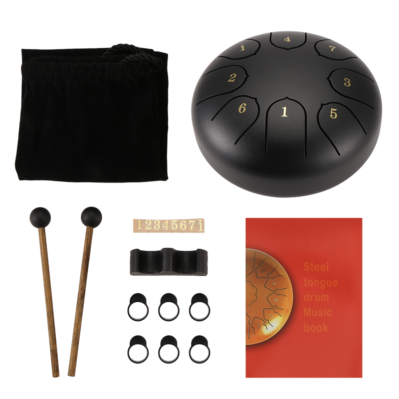 Rain Drum for Outside,Rain Drum for Outside When It ,Rain Drum for Outside Garden,6 Inch 8 Notes Chakra Drum(Black)