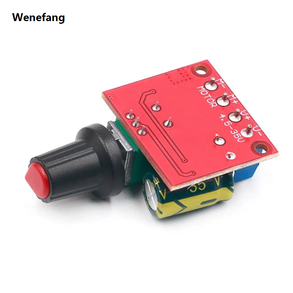 Wenefang Mini DC-DC 4.5V-35V 5A 90W PWM DC Motor Speed Controller Module Portable Speed Regulator Control Adjust Board Switch 12V 24V PN35