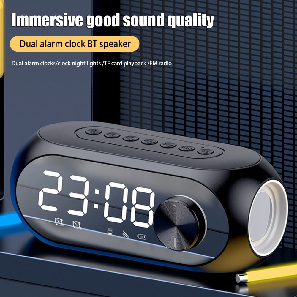 Portable FM Radio Alarm Clock Radio 360° Surround Sound With LED Light Bluetooth Speakers loud Volume Multifunctional Wireless Mini Woofers Home Use