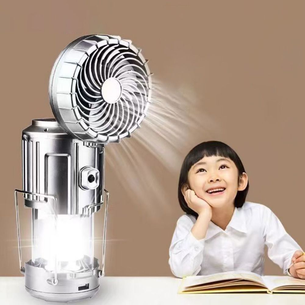 2 in Solar Powered Solar Camping Lantern Portable Charging LED Fan Lantern 5W Stretchable Outdoor Emergency Light Camping