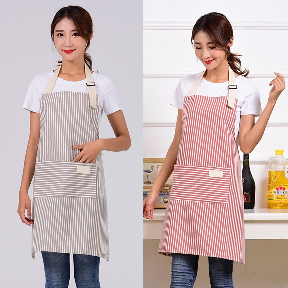 Fashion Cotton Linen Kitchen Aprons Breathable Sleeveless Women Overall Apron Oil-proof Hanging Neck Cooking Apron