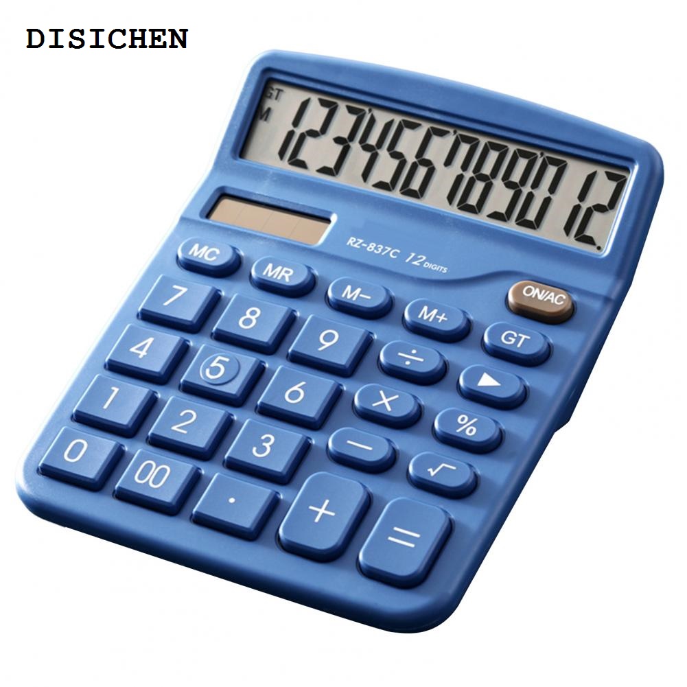 DISICHEN Fifty percent discount Desktop Calculator Battery/Solar Power Anti-slip Base Oblique Perspective Accounting Financial Tool 12