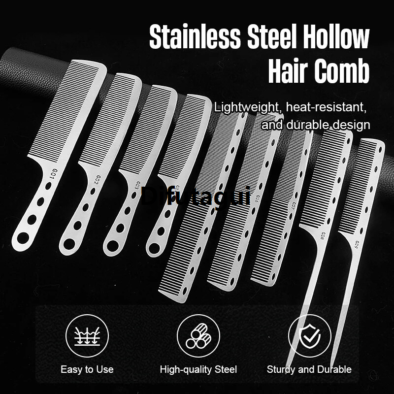 Difutagui Ultra Thin Tools Haircutting Professional Hairdressing Ladies 【2025 Version】 Stainless Steel Comb Anti Static Barber Hairstyling Comb Men
