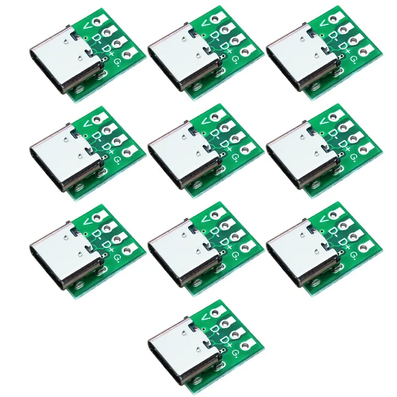 OUMERY 10 PCS TYPE-C USB3.1 16 Pin Female to 2.54mm Type C Connector 16P Adapter Test PCB Board Plate Socket for Data Transfer