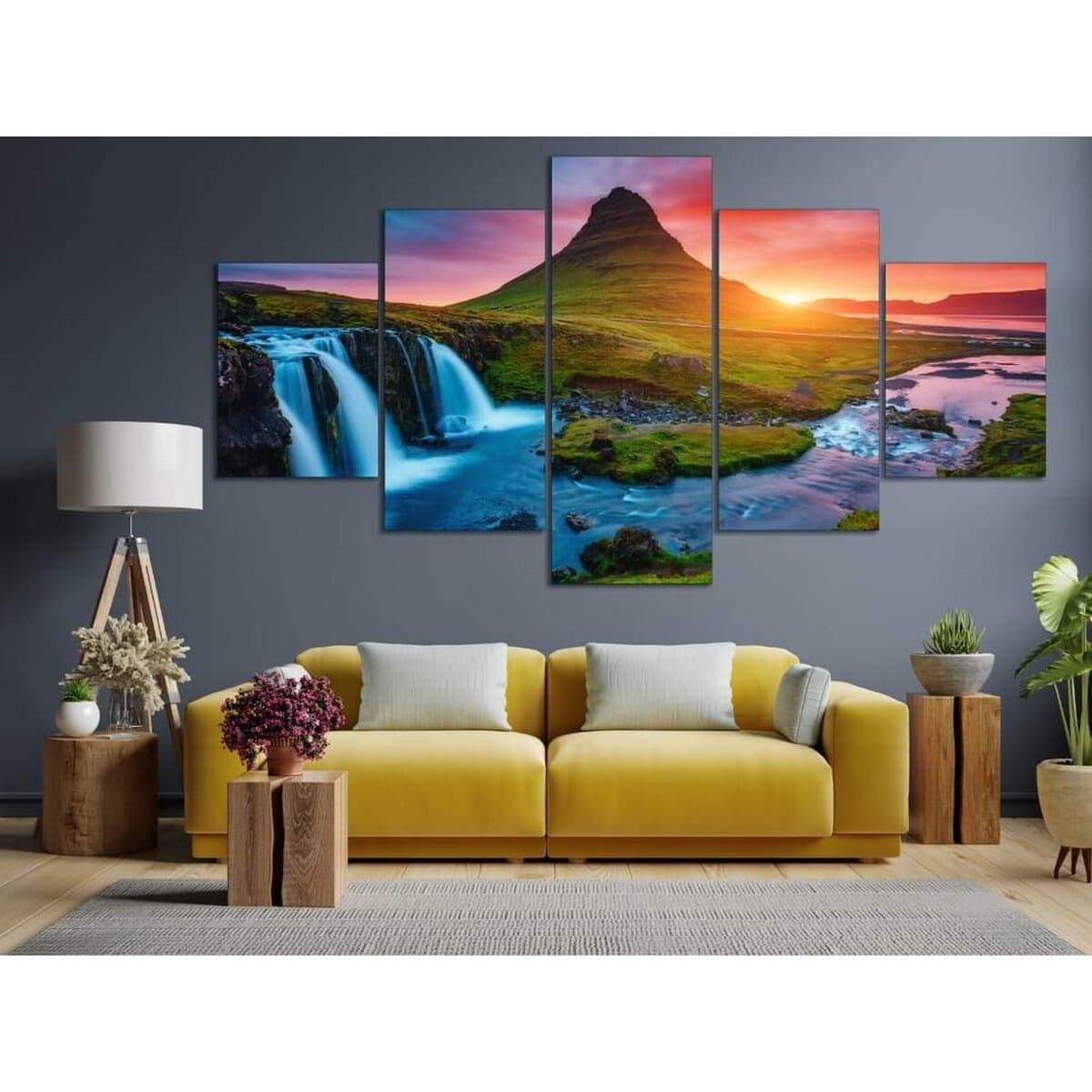 5 Piece Premium Quality HD Wall Art Picture Beautiful Nature on Canvas for Living Room Decor Solid Wood Inner Frame
