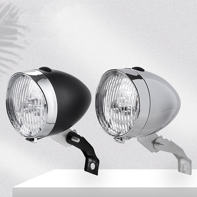 Retro Bicycle Headlight ABS Plastic Shell Classical Bike Light LED Bicycle Night Riding Front Lamp with Bracket Without Battery
