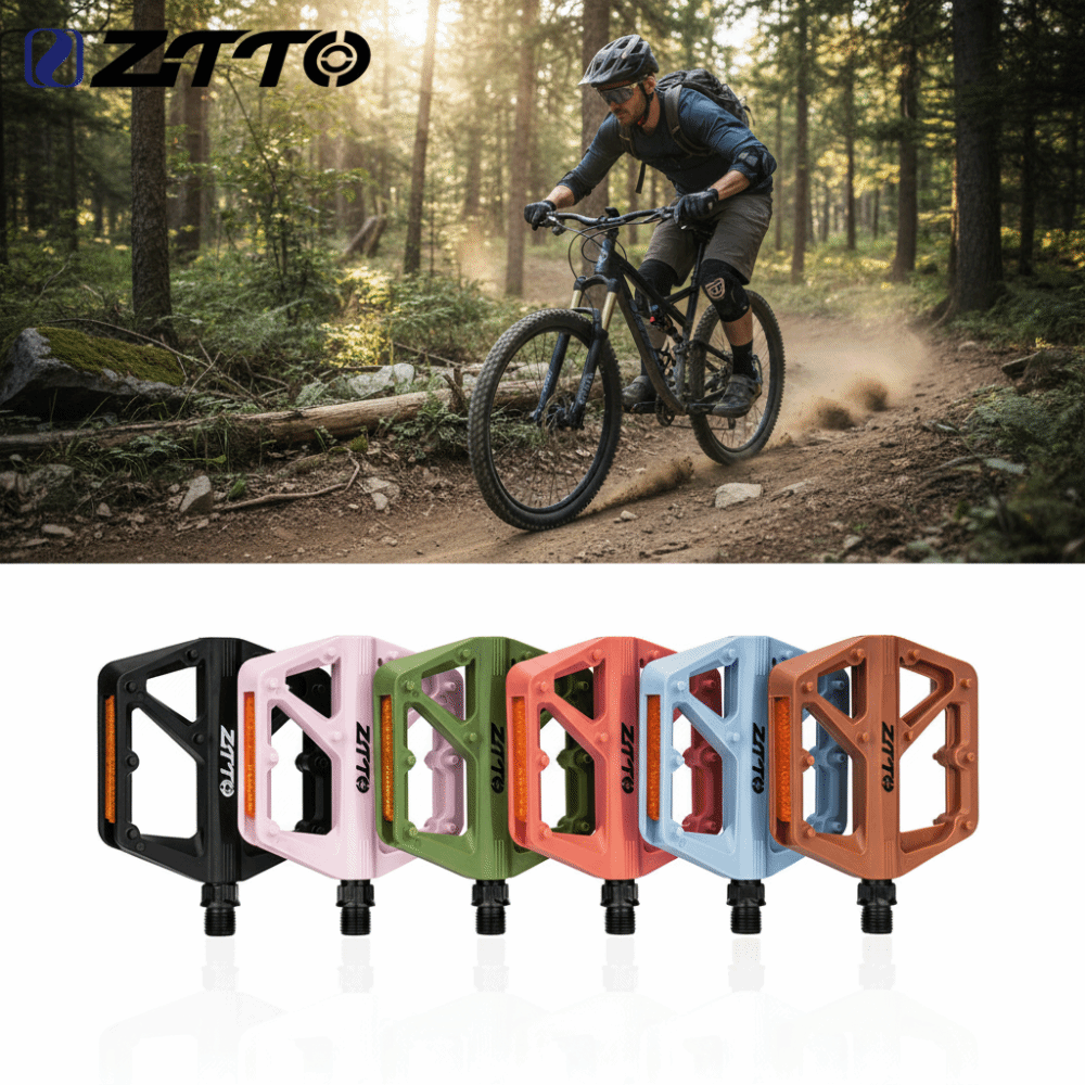 ZTTO Mountain Bike Pedal Anti-slip Foot Plat Ultralight Nylon Bicycle Pedal DU Bushing 9/16" Pedals Classic Cycling Parts