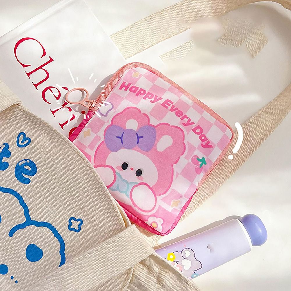 Cute Large Capacity Sanitary Tampon Bag Cartoon Korean Version Storage Bag Zipper Cosmetic Storage Bag Women