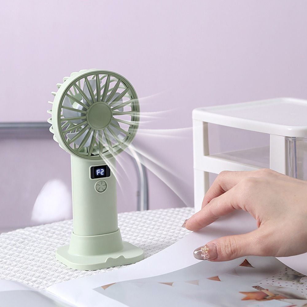 Portable Mini Size Digital Display Fan Stable Base Lightweight Handheld Mini Fan Compact Practical Design Cooling Fan Table Use