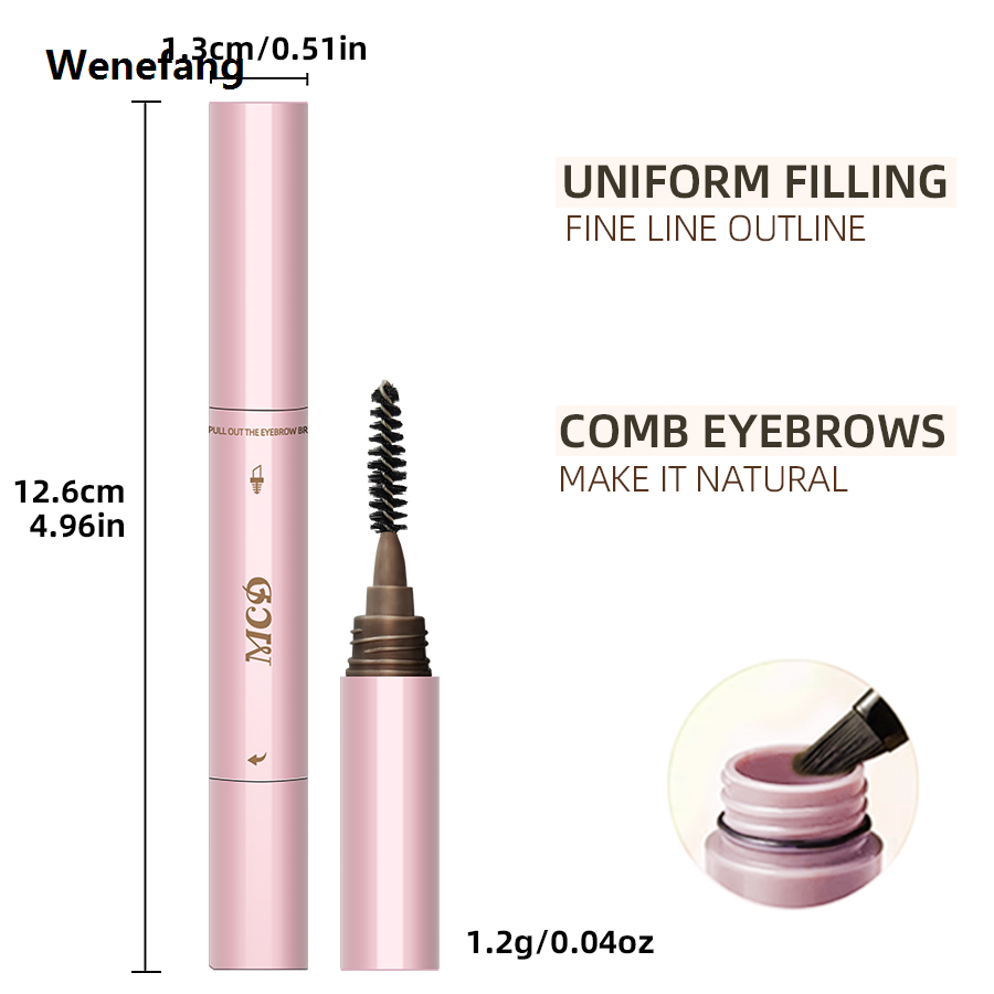 Wenefang Waterproof Eyebrow Pencil Set - Smudge-Proof, Long-Lasting Korean Makeup Kit with Brush - Includes Black, Dark Brown, Grey, Redd