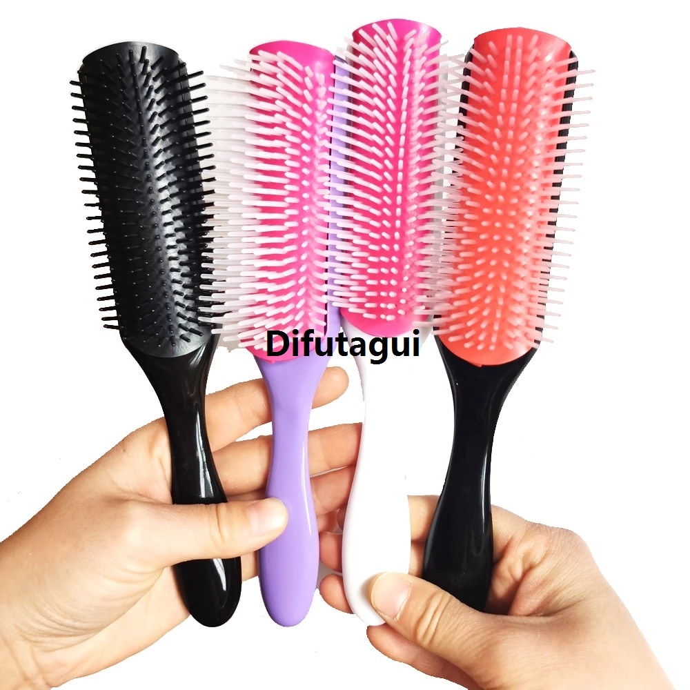 Difutagui 4c Wet Haircut Massage Scalp Hairbrush Styling Untangling Row Portable 4 Colors 9 Denman Brush Ladies Salon Straight Curl Comb