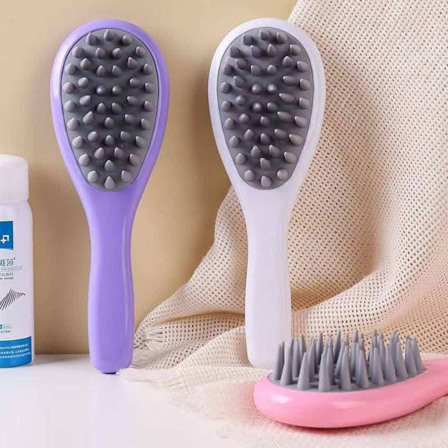 FluffyCare FurMingle Pet Bath & Grooming Brush - Gentle Silicone Scrub Comb for Washing, Detangling, Massage & Healthy Shiny Coat