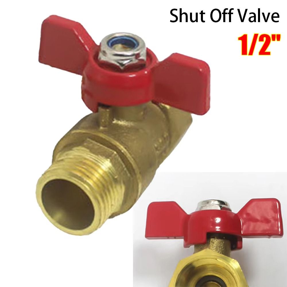 1Pcs Durable Brass Shut Off Valve Heavy Duty Butterfly Stem Butterfly Valve Watering Irrigation Connector Parts 1/2" Ball Core Garden Hose Valve