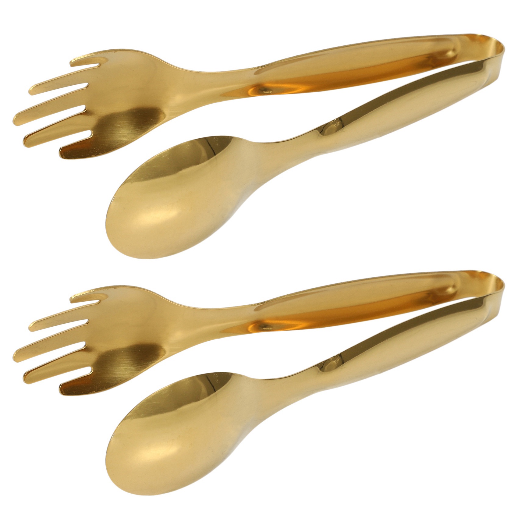 FORIDE 2X Stainless Steel Food Tongs Gold Kitchen Utensils Buffet Cooking Tools BBQ Clips Bread Steak Tong
