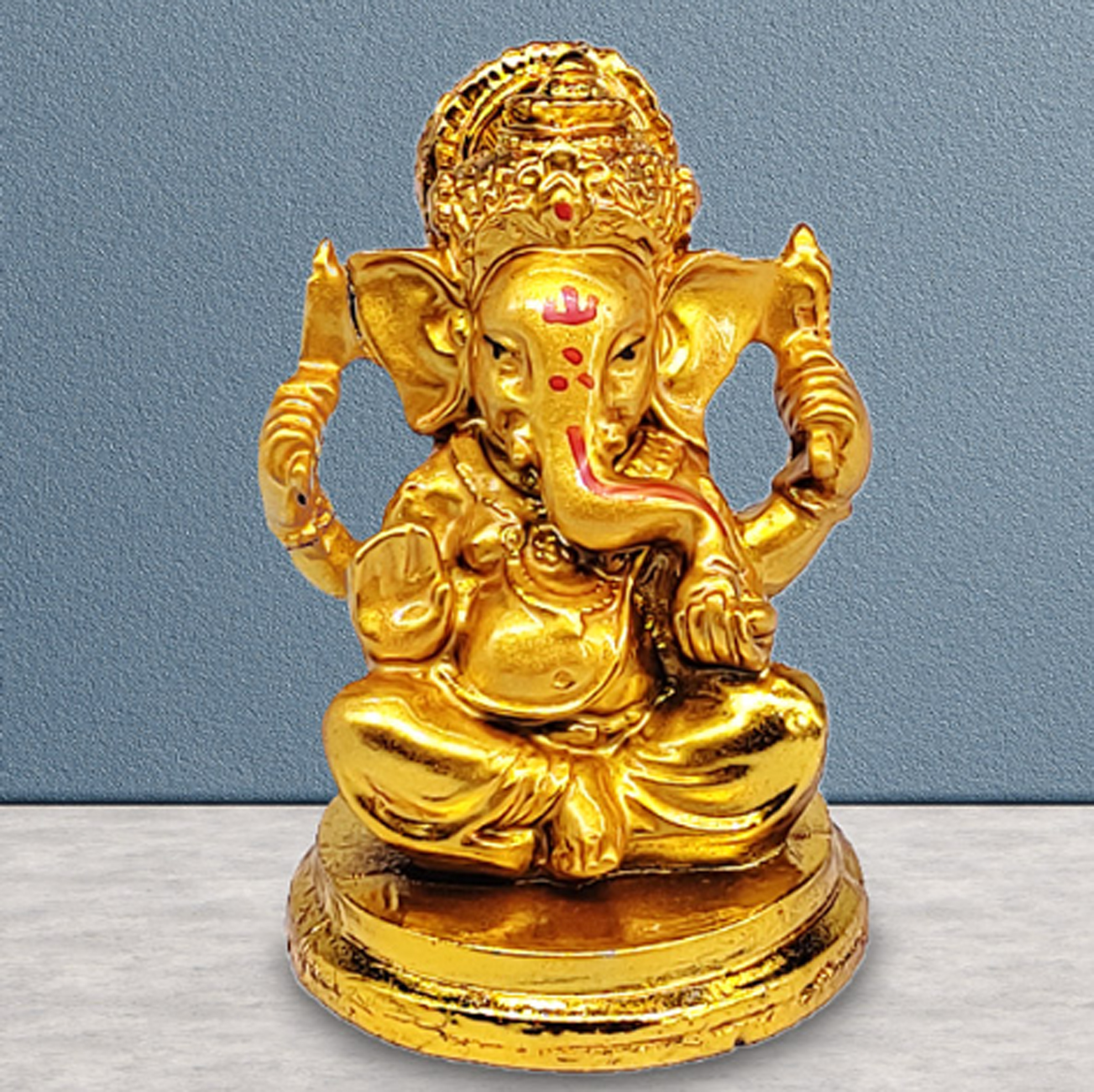 Ganesh Statue Golden Plaster Of Paris Small