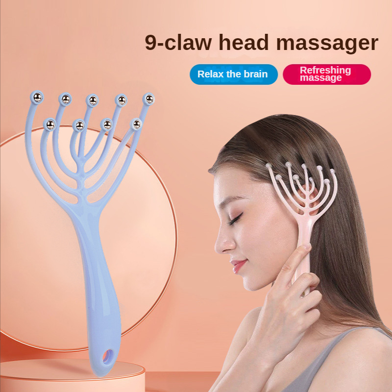 Stress Relief Massage Handheld Massager Scalp Relaxation Streamlined Claw Head 9 Massager Ball Deep Pressure Spa Roller Health Aid