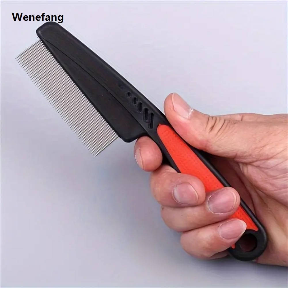 Wenefang Stainless Steel Fine Tooth Comb Tweezers Comb Lice Comb Dandruff Comb Professional Head Lice Nit Removal Hair Comb