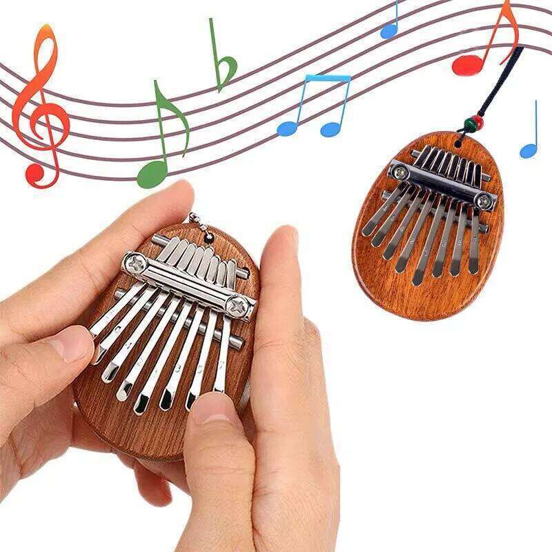 1Pcs Wood Mini Thumb Musical Toys 8 Tones Portable Beginner Finger Piano