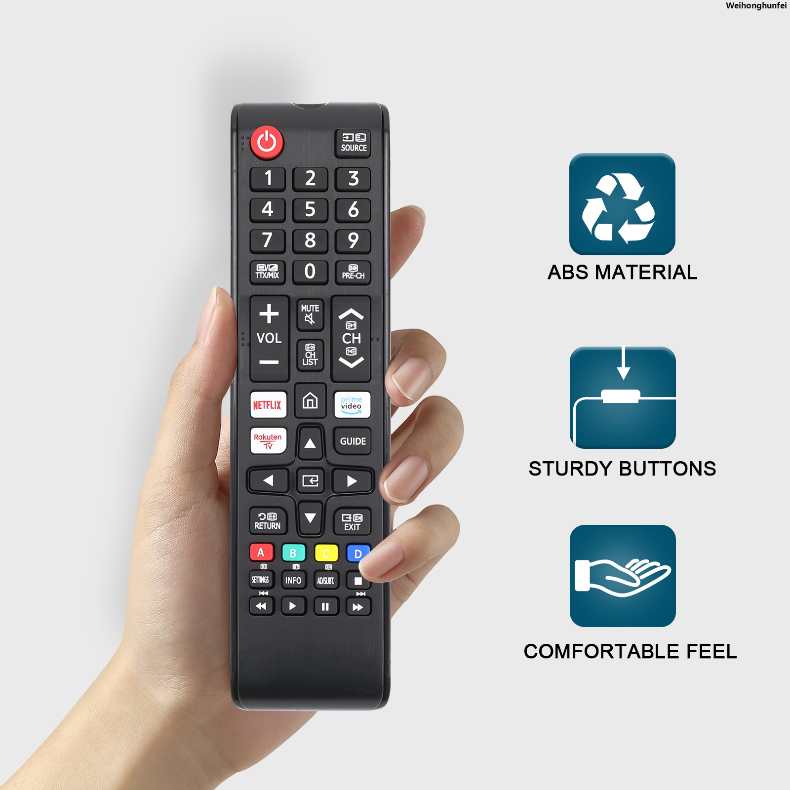 WeihonghunfeiAffordableUniversal Remote Control for Samsung Smart Tv, Control Replacement Fit for 4K Uhd Qled Hdtv Led Tvs, with Hulu Netflix Primevide