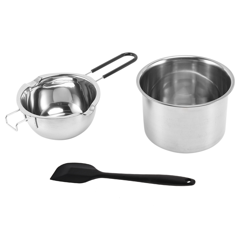 fasdaga 2X Double Boiler Pot Set Stainless Steel Melting Pot with Silicone Spatula for Melting Chocolate,Soap,Wax,Candle Making