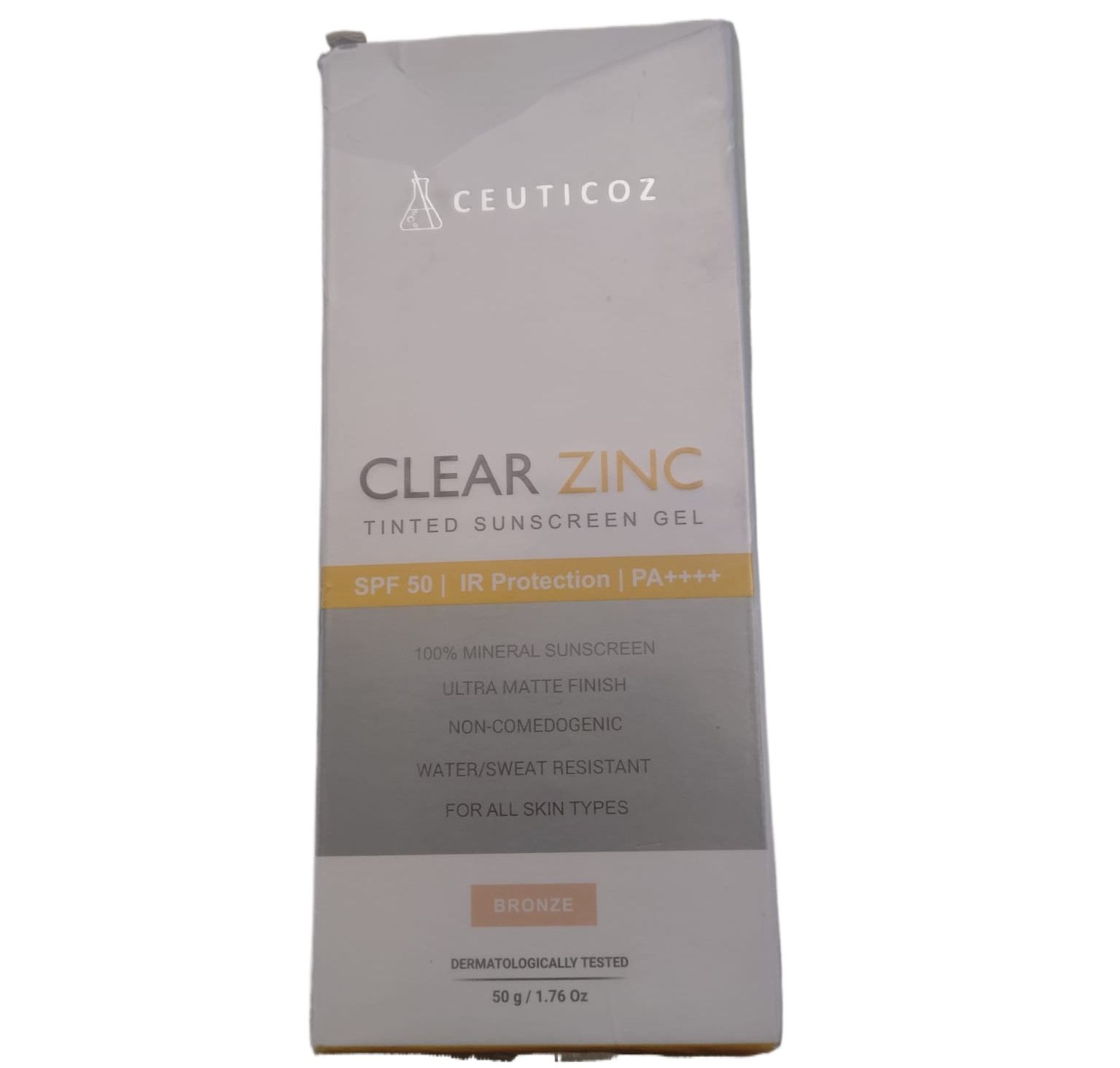 Clear Zinc Tinted Sunscreen Gel SPF 50, 50g BRONZE